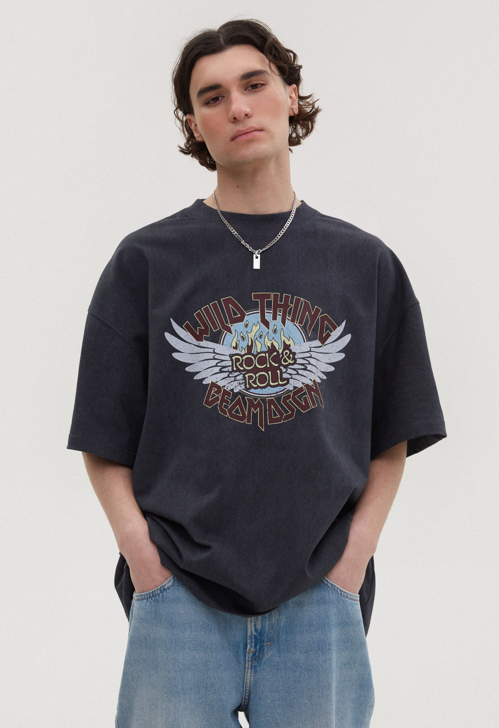 Oversized T-shirt "Wild Things" black vintage
